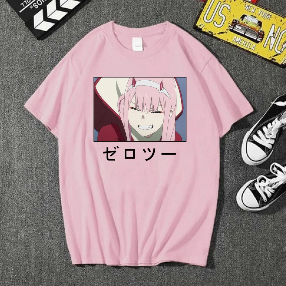 

2021 T Shirt Mens Zero Two Tshirt Streetwear Summer Darling in The Franxx Harajuku T-Shirts Short Sleeve Tops Tees Street Wear