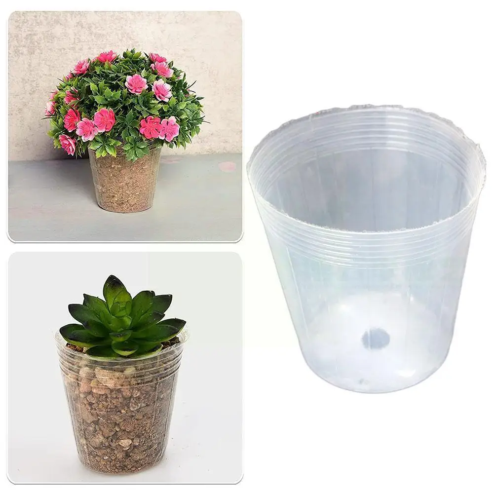 

100pcs Transparent Plant Seedling Cup Succulent Orchid Bag Nursery Cup Nutrition Pot Nutrition Flower Bowl Pot Transparent T9A4