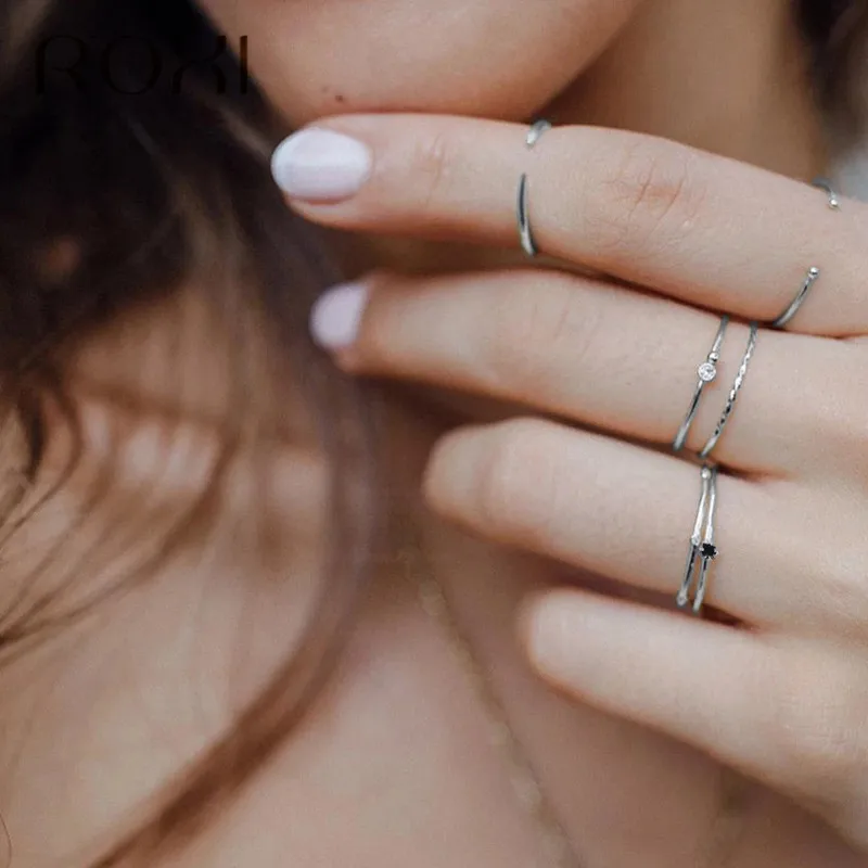 Женское кольцо из серебра 925 пробы с черным кристаллом | Украшения и аксессуары