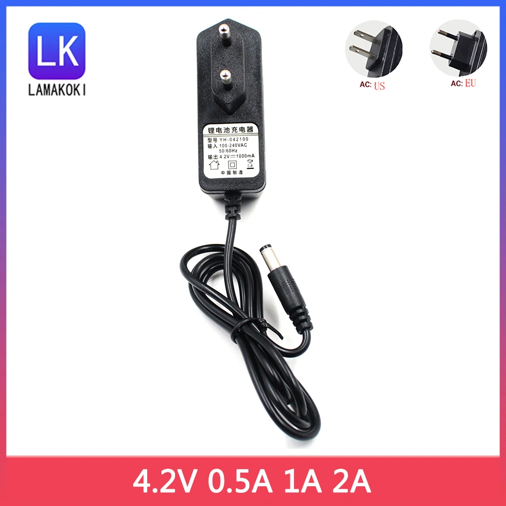 

AC 100-240V DC 4.2V 500MA 1A 2A for Polymer lithium Battery Charger Power Supply Adapter 4.2 V Volt for Flashlight Headlight