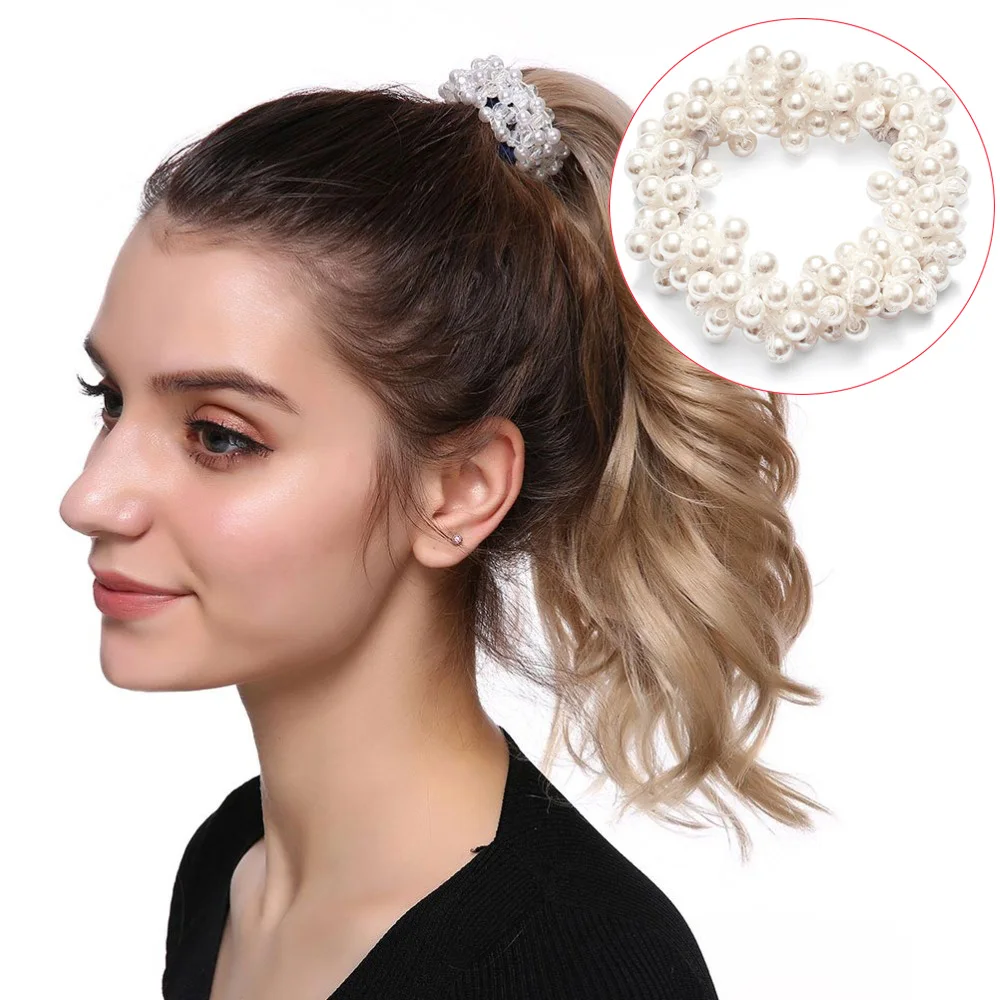 

26 Colors Crystal Pearl Hair Band Rings Rubber Band Elastic Rope Hairbands For Women Girls Scrunchie Ponytail Holder Accessories