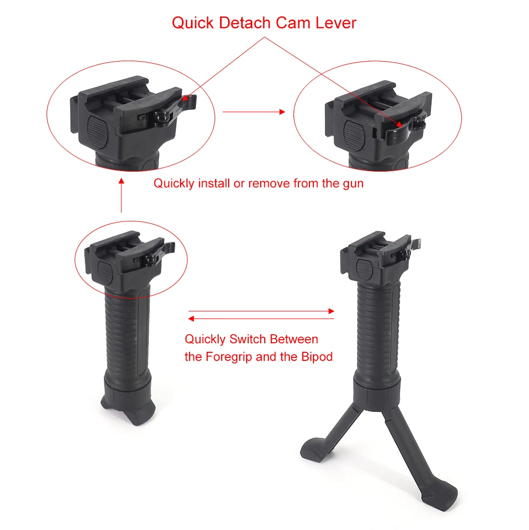 Тактический быстросъемный 20 мм направляющий Bipod вертикальный Foregrip Grip Pod боковая