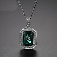 funmode green red cubic zircon link chain pendant charm necklace for women boucle d%e2%80%99oreille wholesale fn220