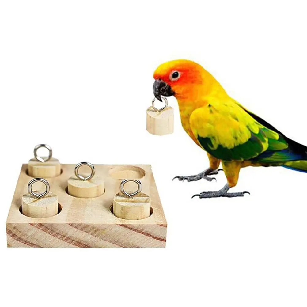 

Parrot Toy Wooden Block Pet Supplies Bird Play Toy Attractive Training Interactive Educational Toy for Parrots Birds accessories