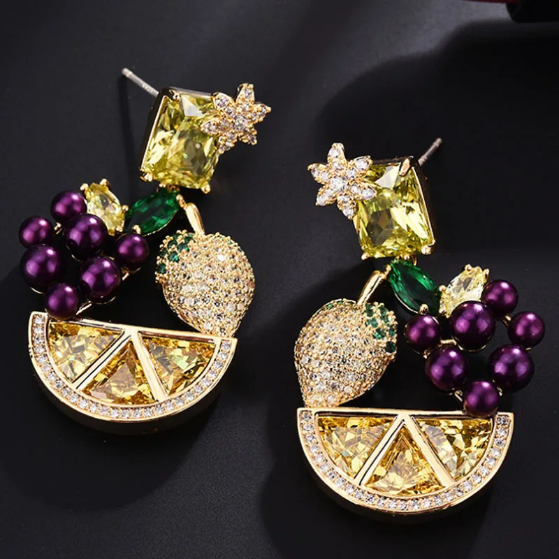 

Серьги-гвоздики в форме винограда и желтого лимона