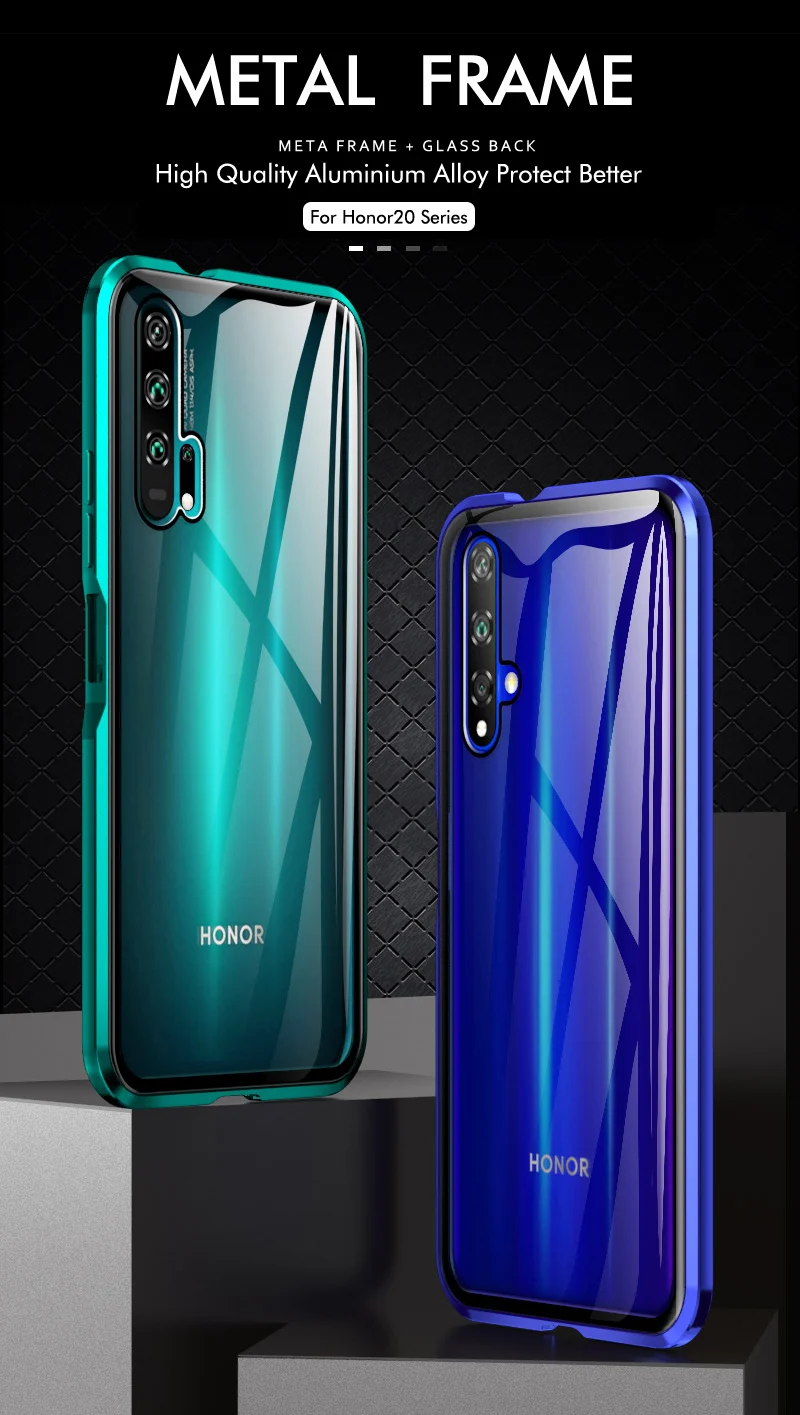 Двухсторонний магнит 360 Полный Чехол чехол хонор 20 про чехол на Honor 20 Защитная крышка Закаленное заднее стекло чехол на для huawei Honor 20 хонор 20 прозрачный чехол