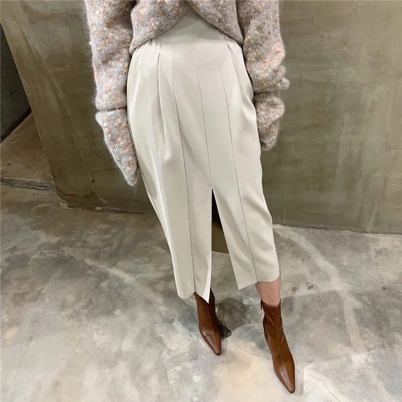 BGTEEVER Весенняя мода эластичный пояс Bodycon искусственная кожа Женская юбка Уличная