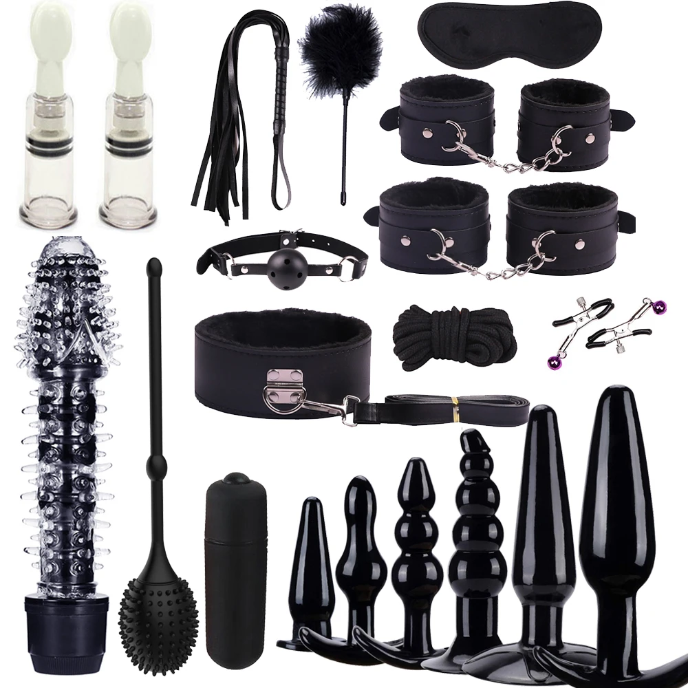 21 шт. секс-игрушки для пары БДСМ секс бандаж удерживающий набор ошейник рот кляп
