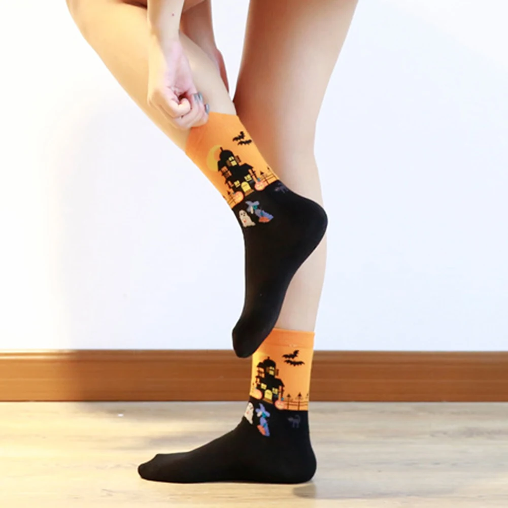 2019 новые носки Хэллоуин вечерние с привидениями дом печати женщин дышащий хлопок