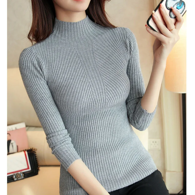 NORMOV Autumn Winter Turtleneck Sweater Women 2019 Solid Knitted Pullovers Long Sleeve Femme Casual 5 Color | Женская одежда