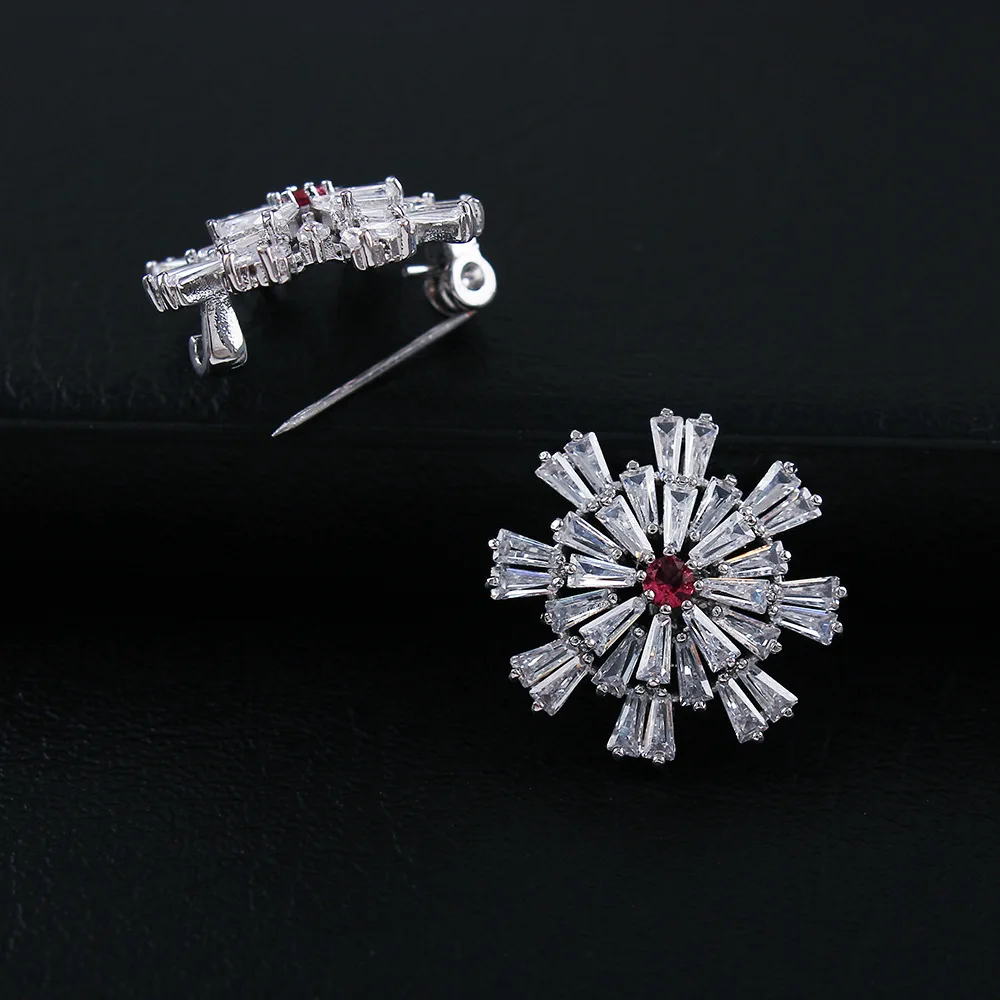 pin silver CINDY XIANG, кубический цирконий, цветок, броши на воротник для женщин, модная брошь на булавке, медное ювелирное изделие, свадебное пальто, аксессуары, детский подарок - Окраска металла: pin silver