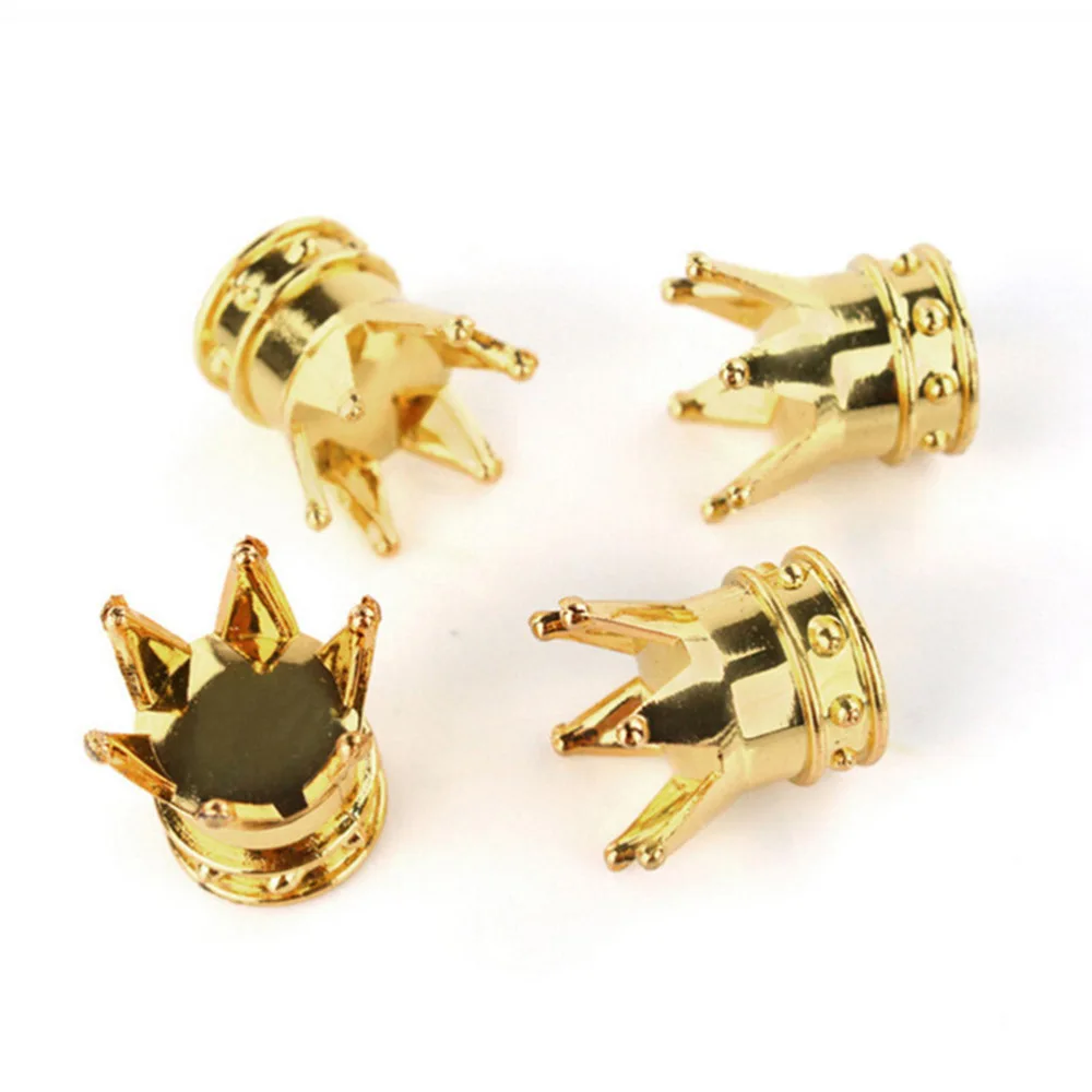 

4pcs Crown Type Auto Car Tire Caps Covers (Golden)