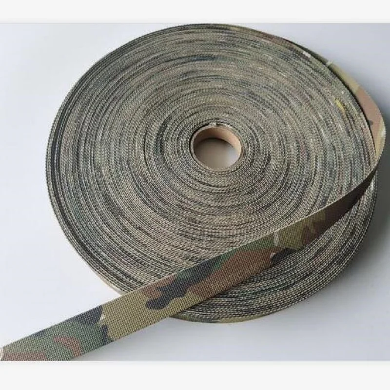 1 м длина 25 мм черный Камуфляжный жаккардовый ремешок для тесьмы красящий MCBK