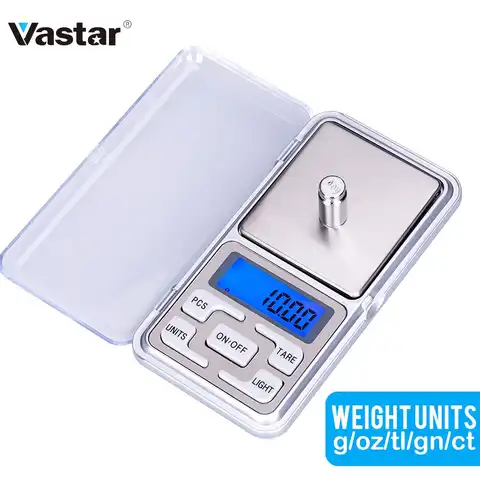Компактные Карманные электронные цифровые весы Vastar 200 г/300 г/500 г x 0,01 г/0,1 г