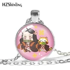 2021 Новое ожерелье с подвеской рассекающий демонов Kimetsu no Yaiba Круглое Стеклянное фото ожерелье 25 мм Ювелирные изделия Подарки веер