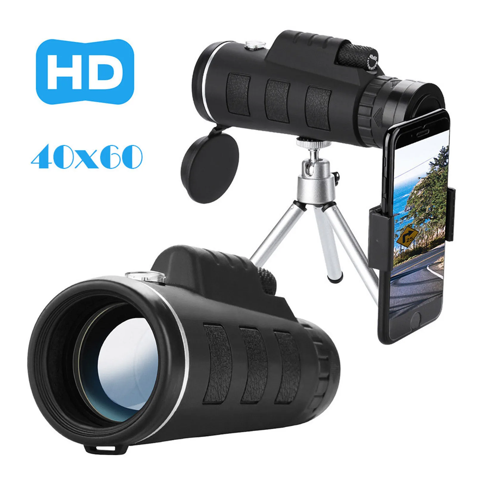

Zoom Spotting Scope High 40X60 Zoom Optical HD Lens Monocular Telescope+ Tripod+ Clip For Universal Phone