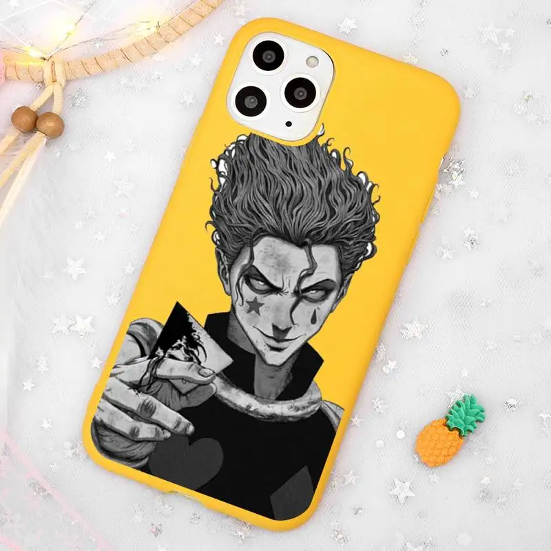 

Hisoka Anime Hunter X art comic Phone Case Candy Color Yellow for iPhone 11 12 pro XS MAX 8 7 6 6S Plus X 5S SE 2020 XR
