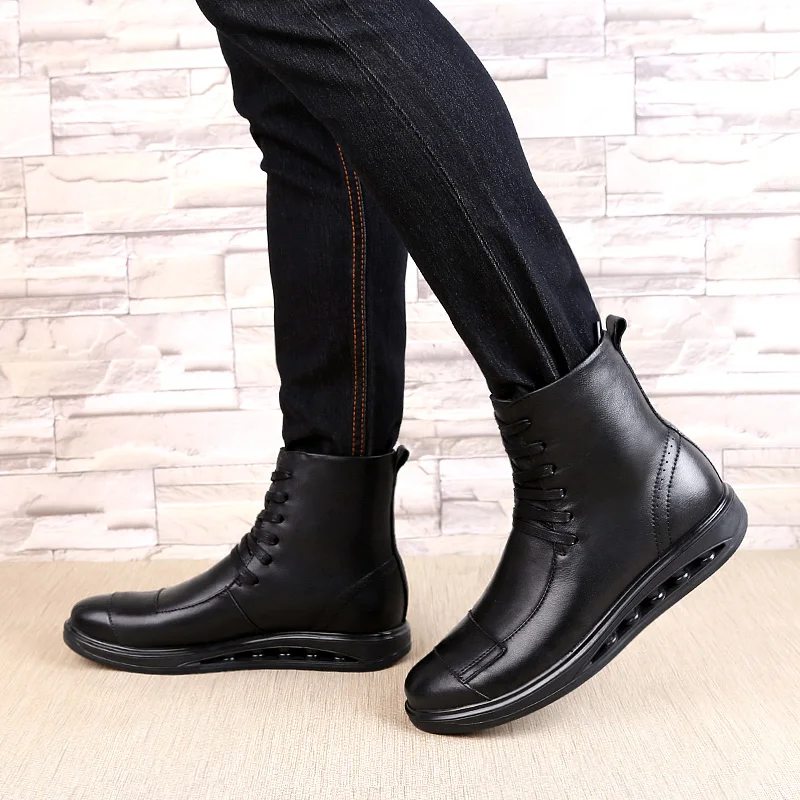 

2019 Hot Brand Men's Boots Genuine Leather Winter Autumn Shoes Motorcycle Mens Ankle Boot Couple Oxfords Shoes Big Size 35-46