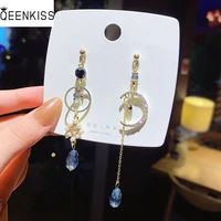 qeenkiss eg7595 fine jewelry wholesale woman birthday wedding gift asymmetrical zircon 925 sterling silver needle stud earrings