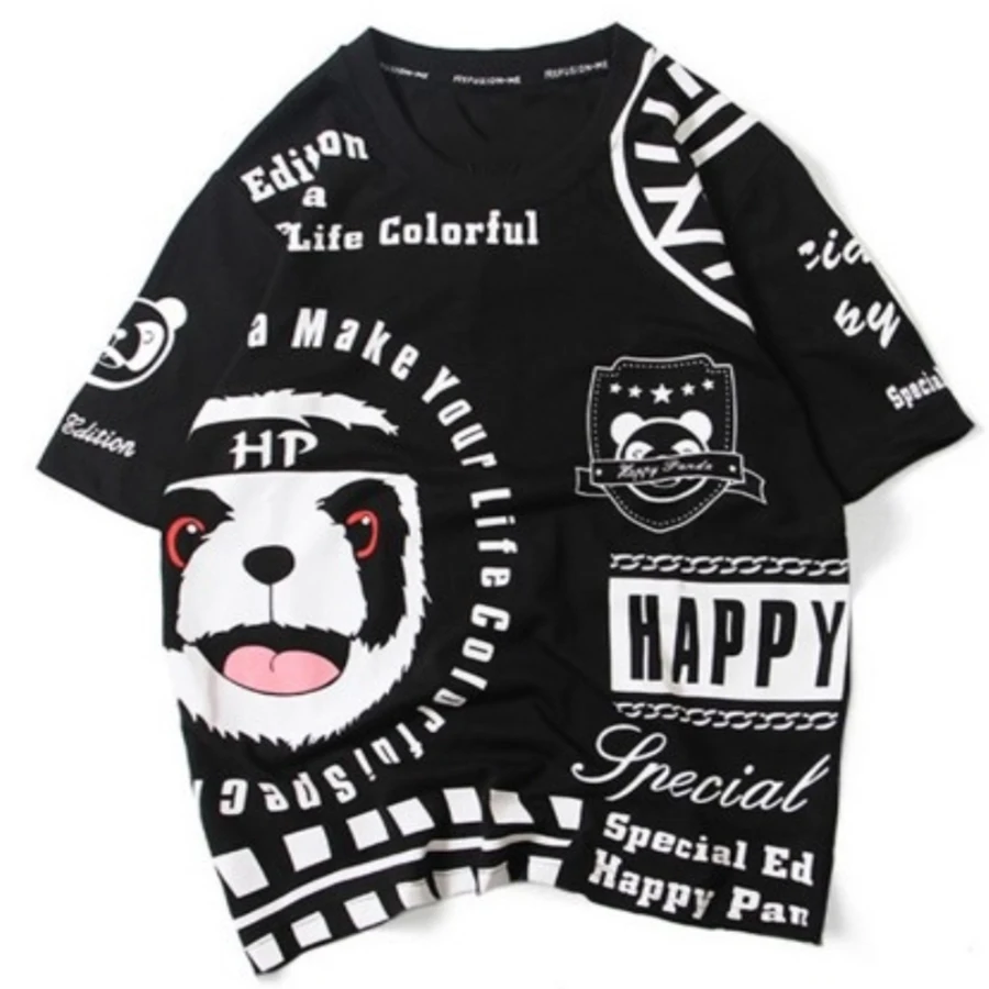 

Hip Hop Funny T Shirt Men Panda Cotton Tops Dog Clothes Anime T-Shirt Harajuku 2021 New Fashion Brand Clothing Men Shirt Casual