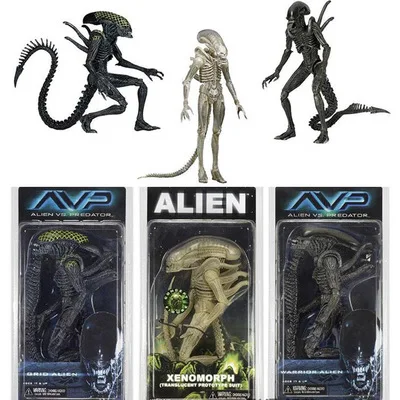 Инопланетянин NECA VS Predator AVP Series Grid Alien Xenomorph полупрозрачная экшн-фигурка _ Warrior