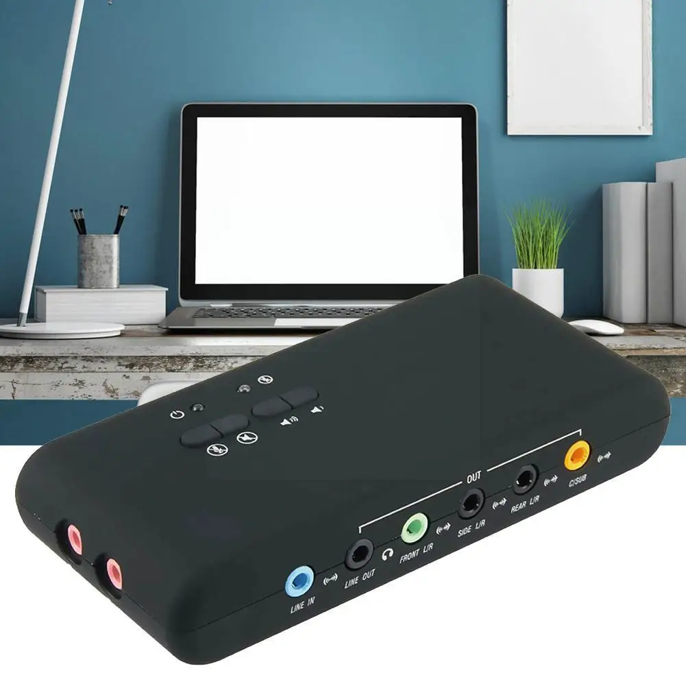 

External 7.1 Sound Card Audio Box / SPDIF and Mic Input Fiber Microphone Dual For PC Head USB 2.0 Interface Optical N5O6