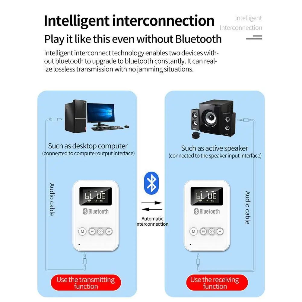 Новый приемник Bluetooth передатчик 2 в 1 BT V5.0 адаптер стиль FM/старый динамик