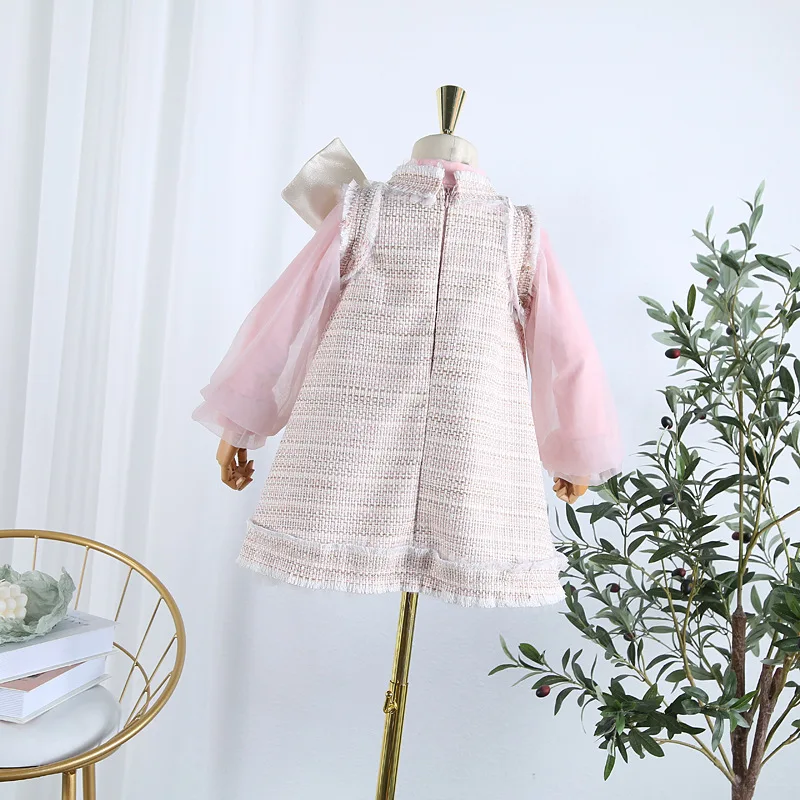 Комплект с юбкой для девочек Новинка 2019 г. осенний модный твидовый топ на