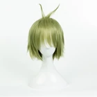 Парик для косплея Danganronpa: Trigger Happy Havoc, зеленые короткие волосы из синтетических волос, 35 см