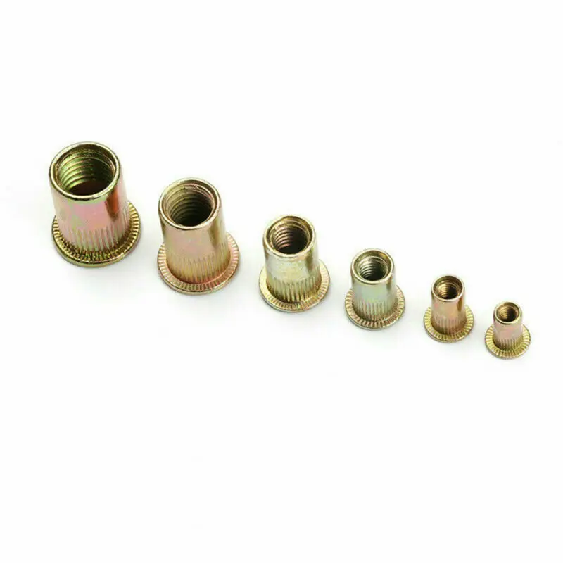 

Knurled body Rivet nuts Anti rotation 320pcs Golden 900g Flat head screws