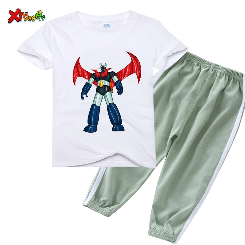 Boys Clothing Set Summer Kids Girls Sets Cartoon Printing Short Sleeve T-shirt Tops+Anti Mosquito Pants 2 PCS Outfit Baby Sets