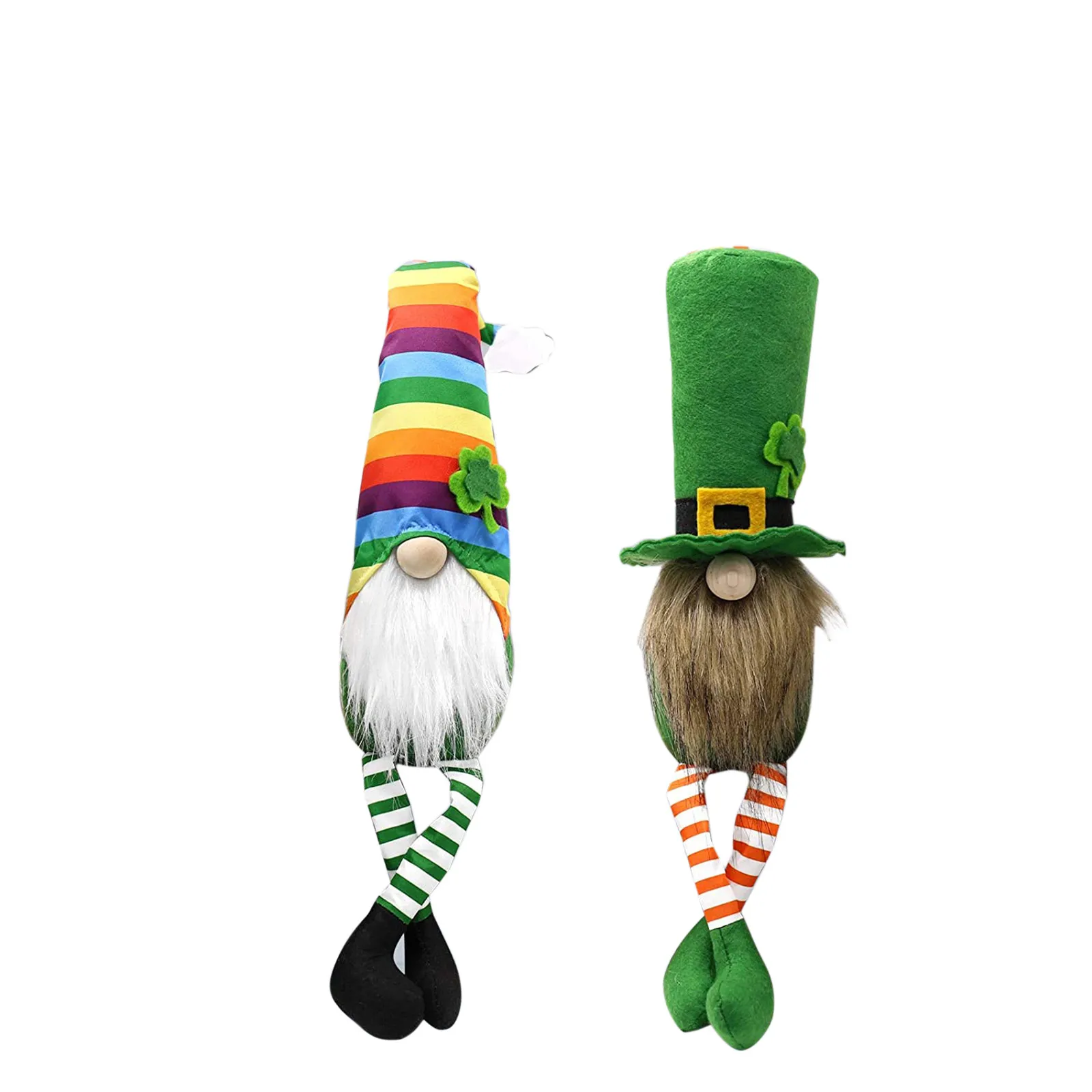 

2Pcs St Patricks Day 13.8 inch Plush Elf Faceless Doll Party Ornaments Green Shamrock Faceless Doll Decoration Festival Decor