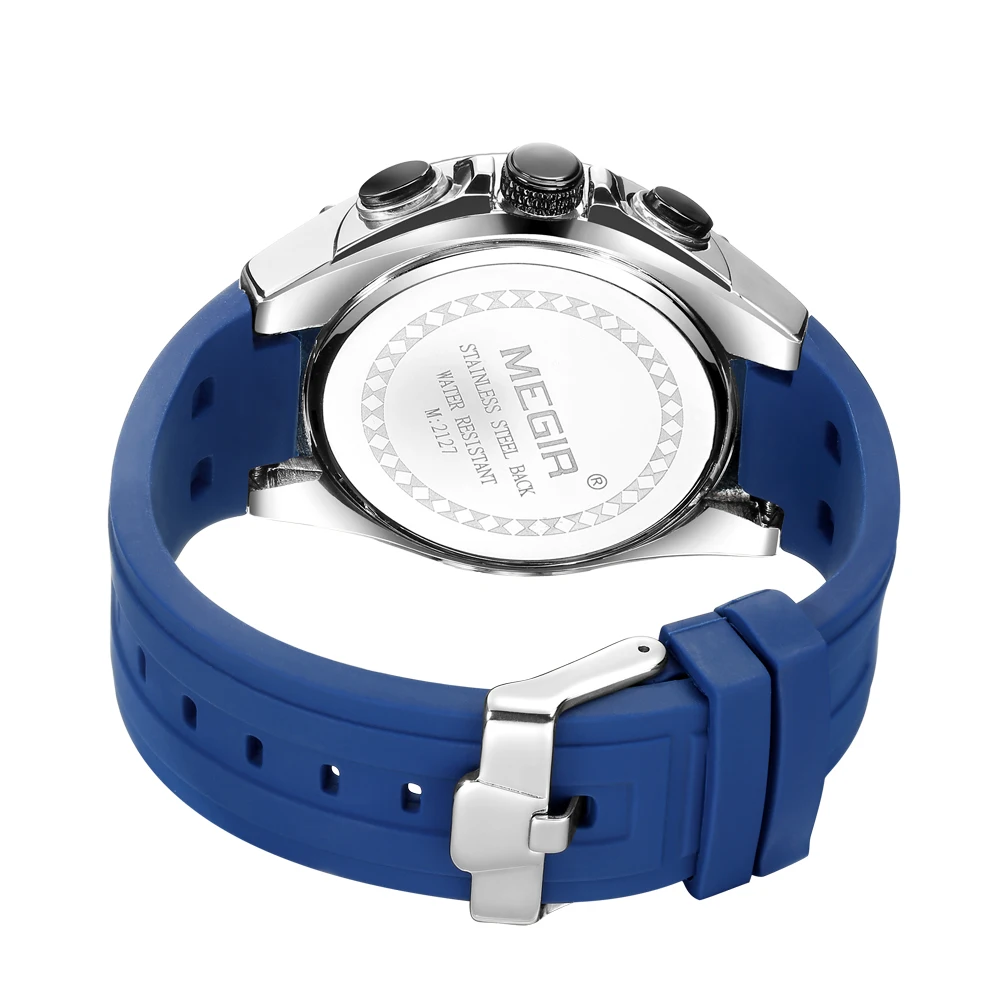 

Relogio MEGIR New Sport Men Watch Famous Luxury Brand Chronograph Military Fashion Men's Silicone Quartz Clock Men Watches