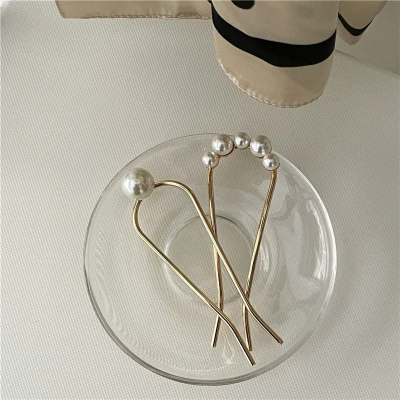 

U-shaped Pearl Hair Stick Hairpin Woman Bun Hair Style Tool Hair Fork Elegant Pearl Hair Sticks Party Hair Accessories