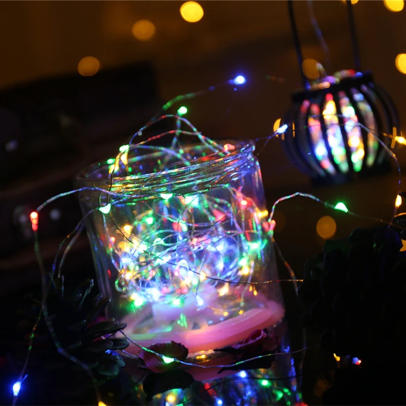 Гирлянда светодиодная медная с питанием от батарейки АА 2/5/10 м|Сверкающие товары