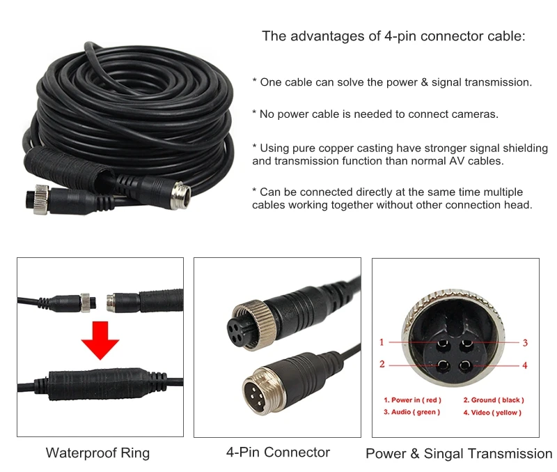 DIYKIT " TFT ЖК-дисплей автомобильный монитор 2 x 4pin Ночное видение камера заднего вида CCD Системы для автобус, 12 V-24 V DC