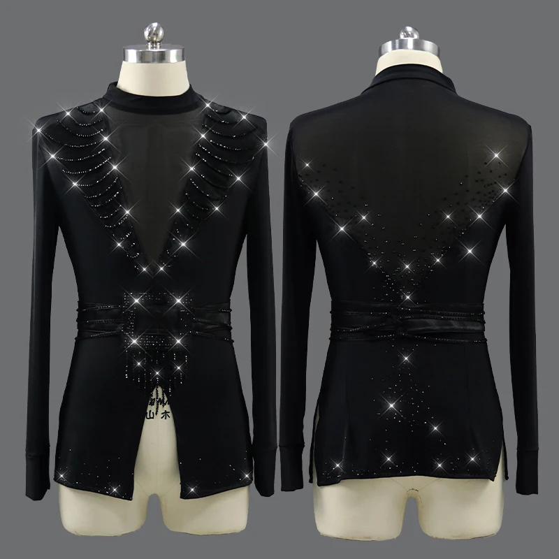 's Latin Dance Clothes Customized Professional Competition Dancewear Zumba Rhinestone Tops Stage Performance Costume Vdb4386