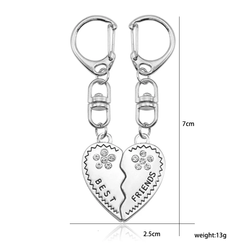 

DIY Best Friends Key Chain Fashion Heart Metal Keychain For Women Men Pendant BFF Charm Jewelry Gifts 2019 Dropshipping New