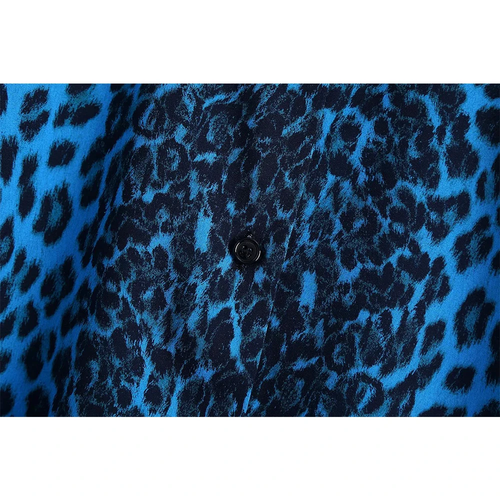 

2021 New Women Blouse Shirt Leopard printed Long Sleeves Collared Elegant Fashion Chic Lady Woman Blouse Shirt Tops