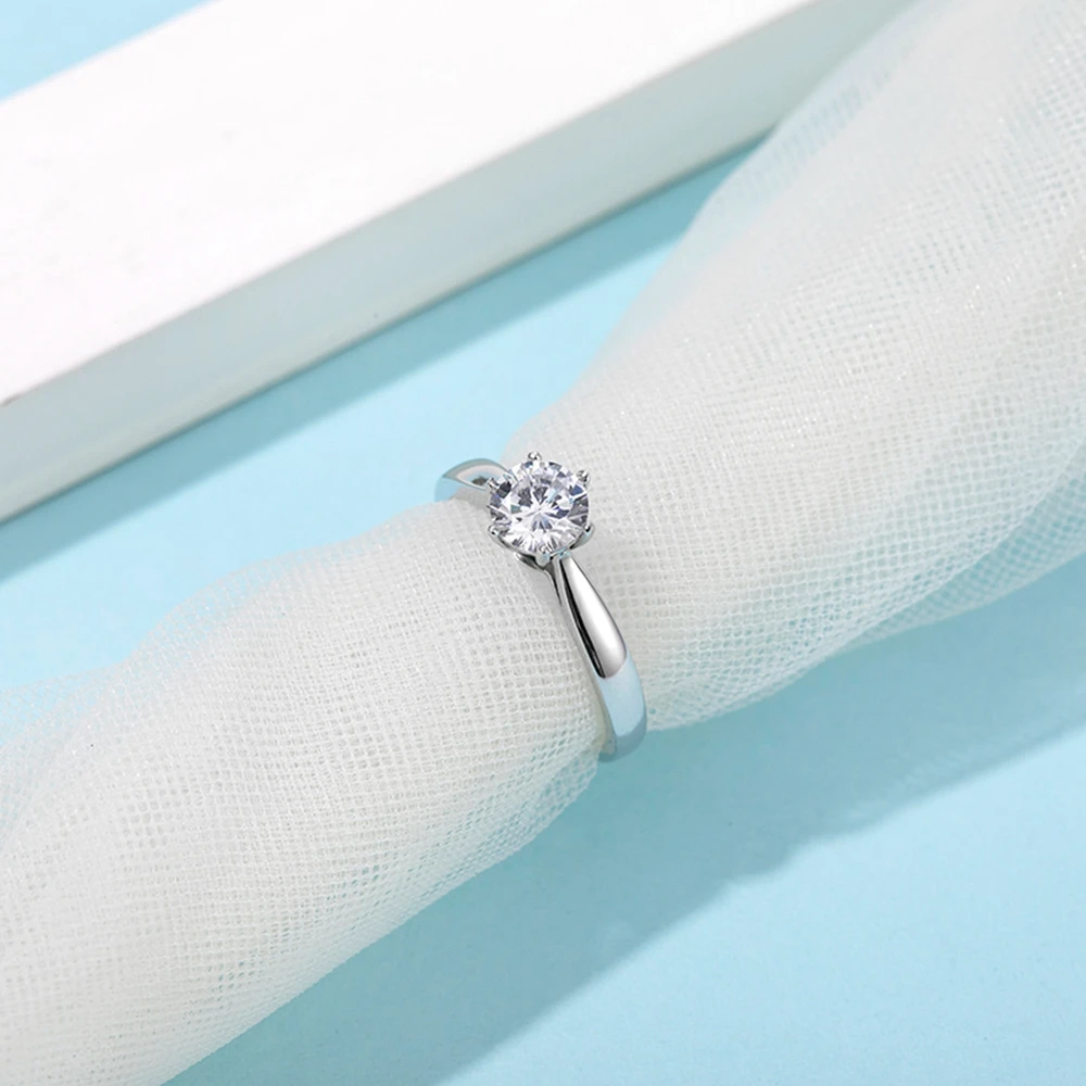 Shipei Простое Алмазное Кольцо Из Серебра 925 пробы VVS1 0.5 карат D Цвет Настоящий Моиссанит Свадебное Обручальное Красивое Украшение GRA.