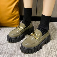 2022 spring new womens flat shoes ladies leather platform shoes casual buckle shoes ladies fashion all match shoes