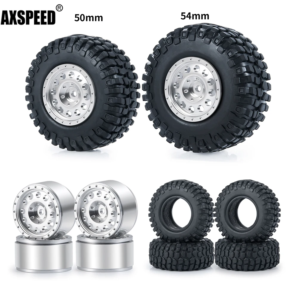 

AXSPEED 4 шт. Металл 1,0 дюймов Beadlock колеса обода резиновые шины для масштаба 1/24 RC Гусеничный автомобиль осевой SCX24 90081 AXI00001 AXI00002