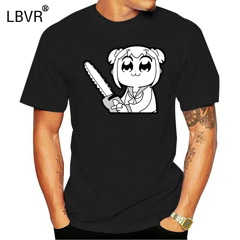 Футболка с надписью &quotPop Team Epic&quot Popuko Holding цепную пилу модная летняя футболка
