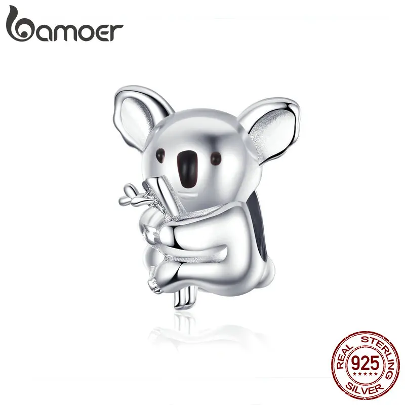 

bamoer Zoo Collection Koala Panda Bear Charm Sterling Silver 925 Animal Metal Beads for Original Snake Bracelet Bijoux BSC093