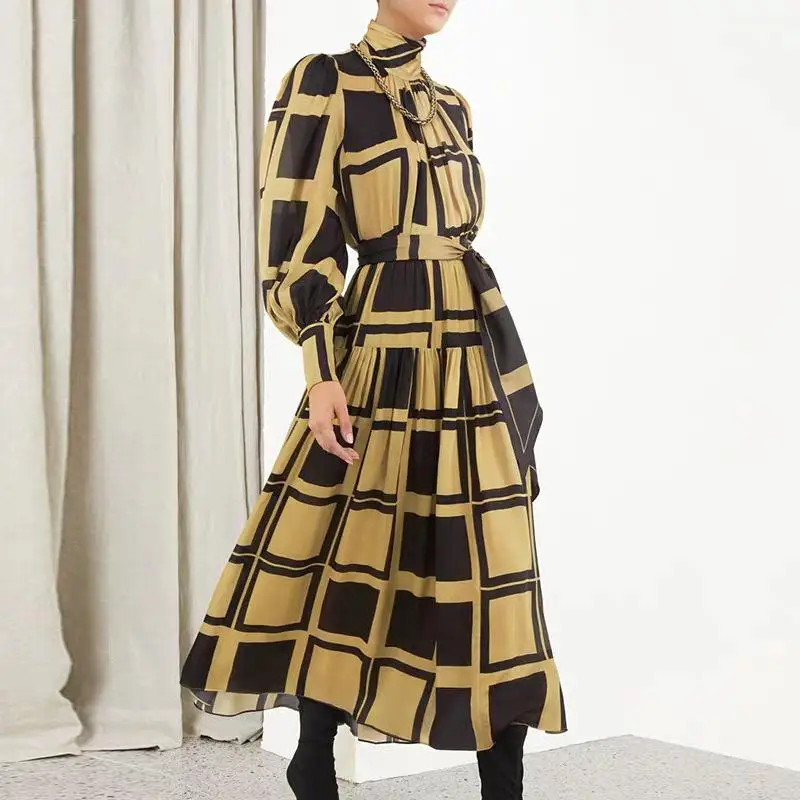 Getвесенние женские комплекты Женская юбка комплект клетчатый зимний свитер с узором рукав женская рубашка Бандаж с высокой талией длинная юбка комплект из 2 предметов юбка - Цвет: as picture