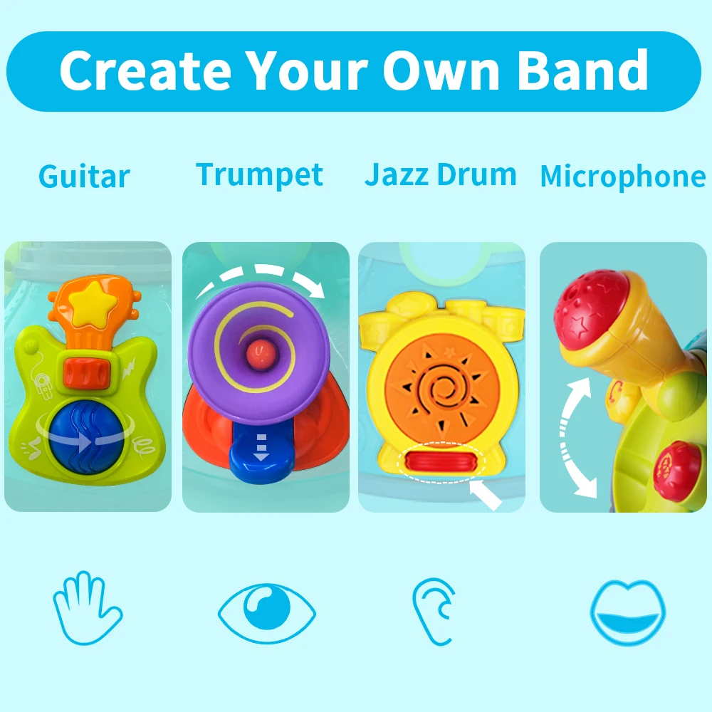 baby musical toys kids guitar drum microphone trumpet w lights sounds birthday gift for 1 2 3 year old infants toddler boy girl free global shipping