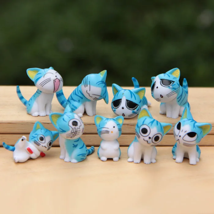 Kawaii 9 шт. маленькая фигурка кошки 3 см Микро пейзаж Маленький милый котенок