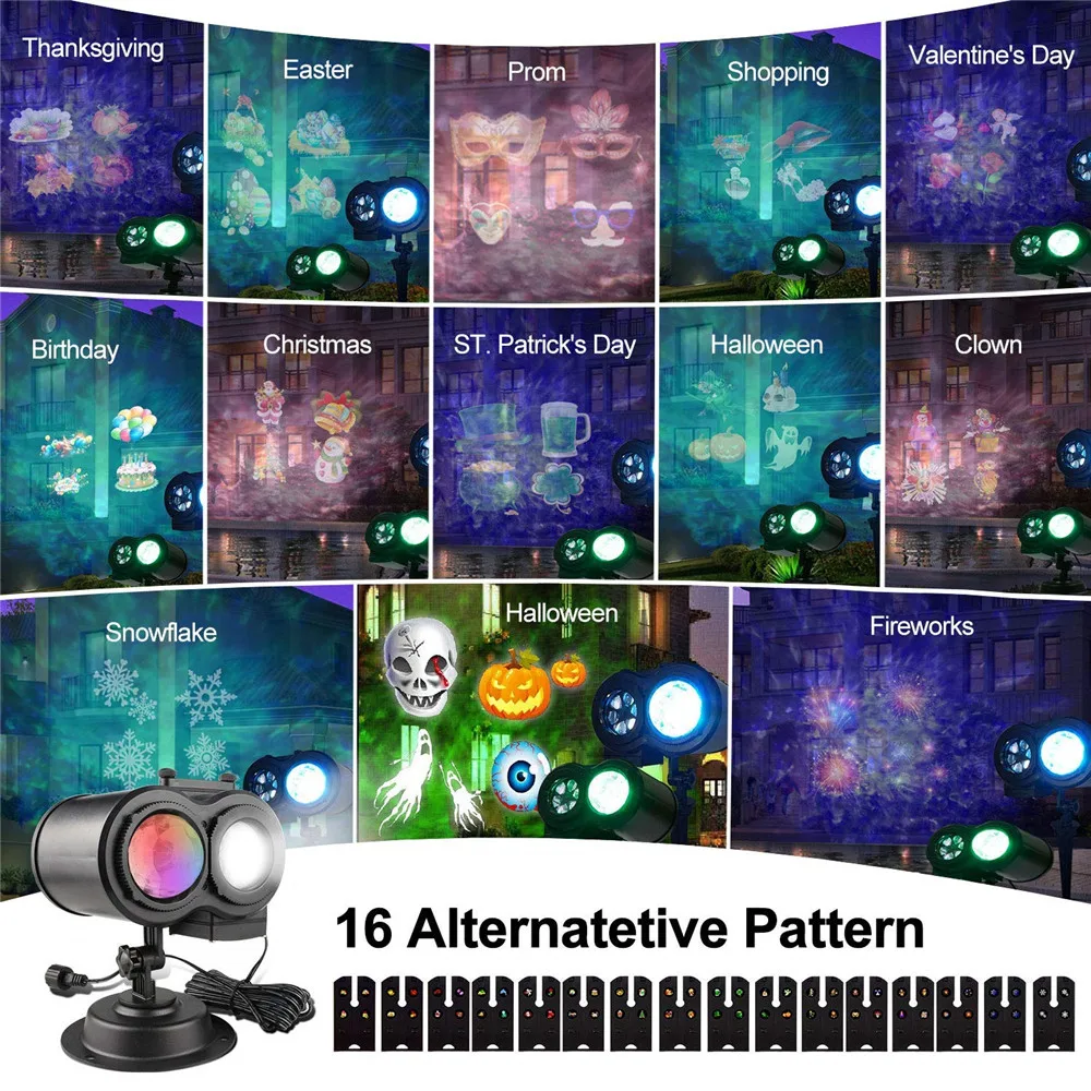 Рождественский проектор 16 слайдов океанская волна снежинка водонепроницаемый