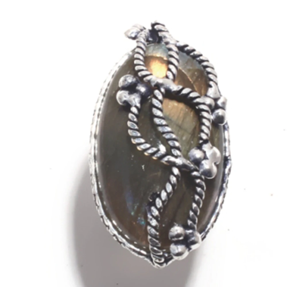 Лабрадорит Кольцо серебряное покрытие над медью США Размер: 5 75 R5957 | Украшения и