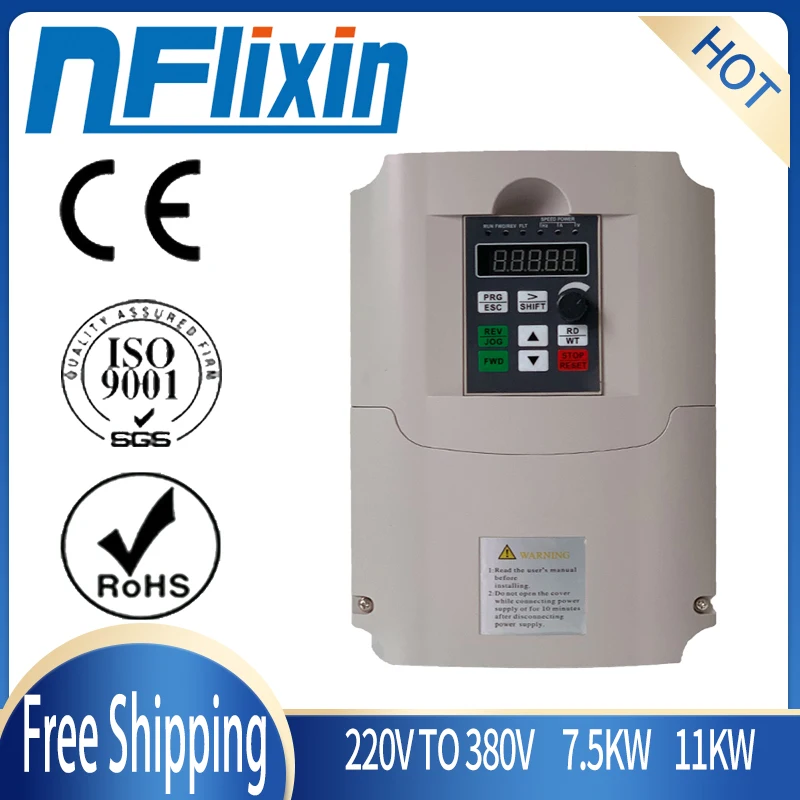 VFD привод, VFD инвертор, 1P 220V вход 3P 380V Выход 7.5KW VFD переменная частота инвертор темп контроллер